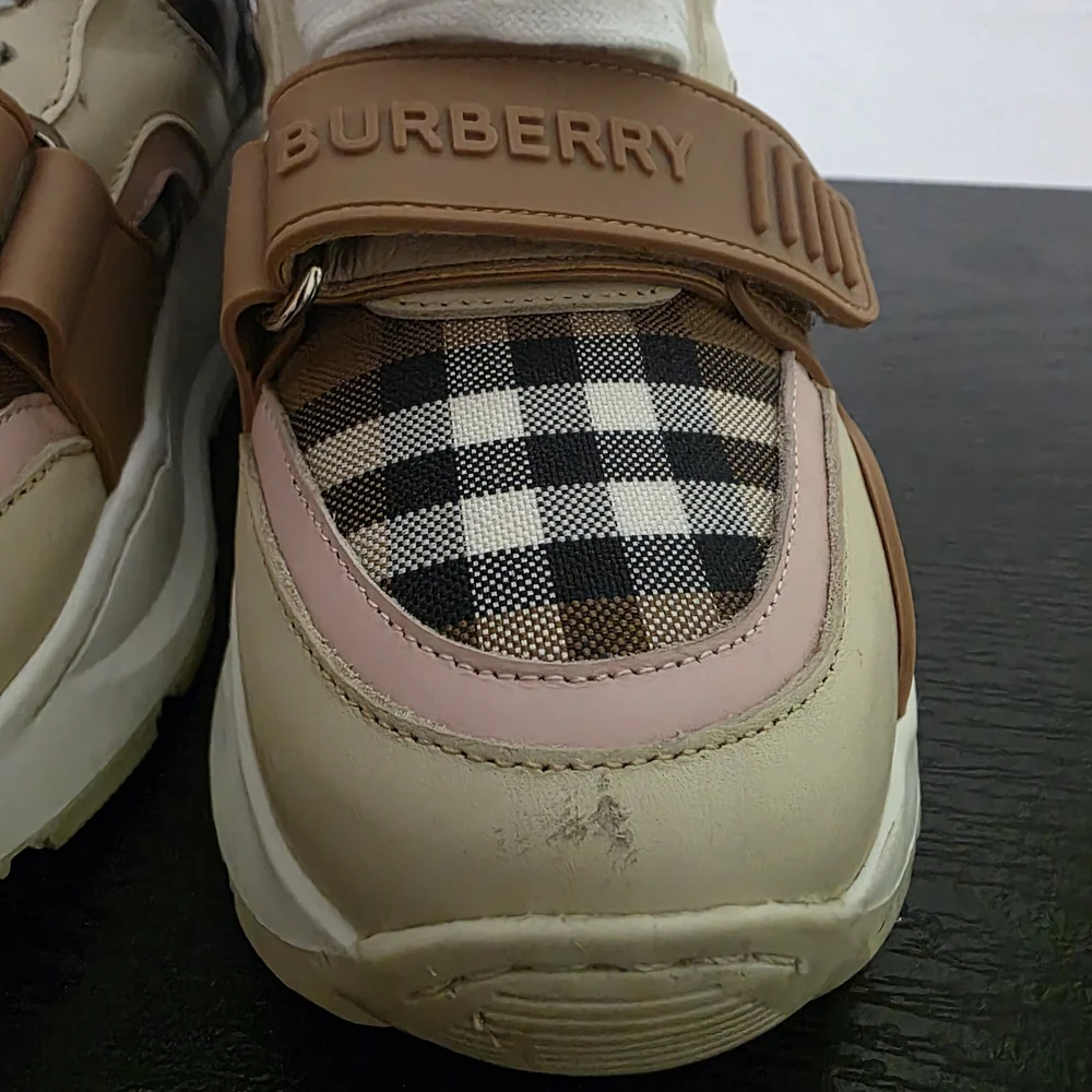 Burberry Beige and Pink Check Athletic Shoes - Picture 2 of 8